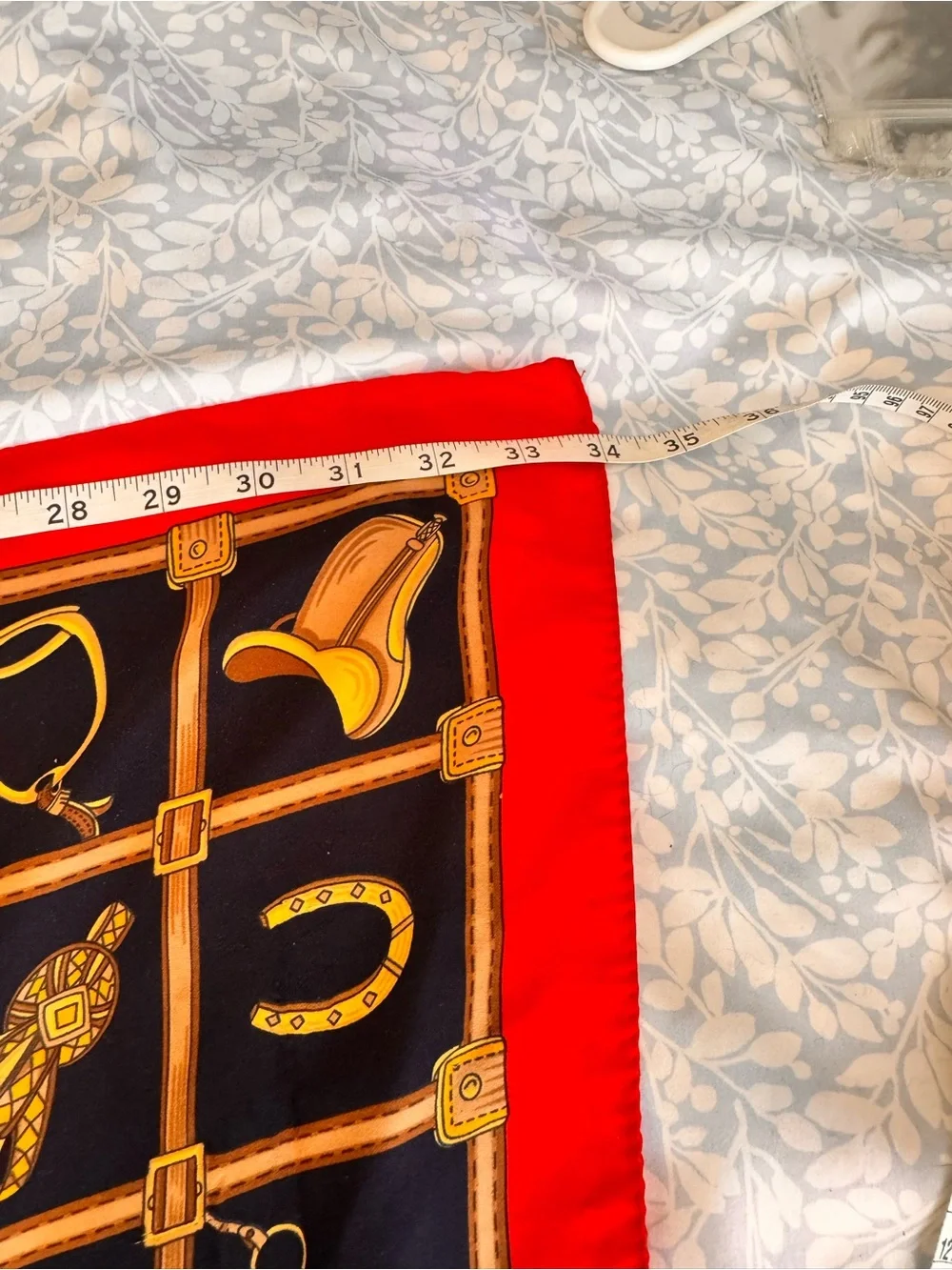 Navy and Red Equine Print Silk Scarf